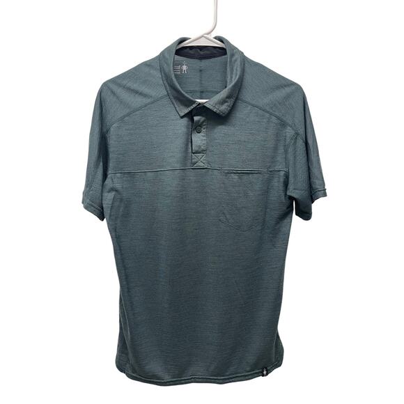 Smartwool Men's Short Sleeve Polo Merino Wool teal blue size small - Picture 1 of 6